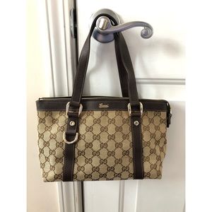 Authentic Gucci Monogram Canvas Small Abbey Tote